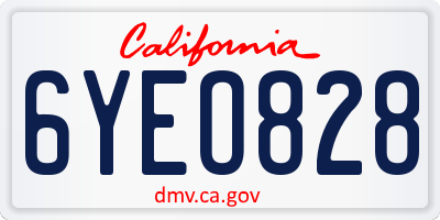 CA license plate 6YEO828