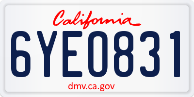 CA license plate 6YEO831