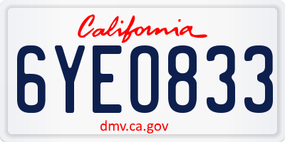 CA license plate 6YEO833