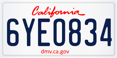 CA license plate 6YEO834