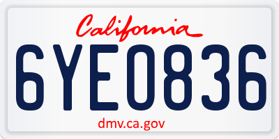 CA license plate 6YEO836
