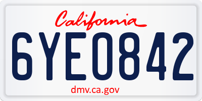 CA license plate 6YEO842