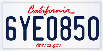 CA license plate 6YEO850