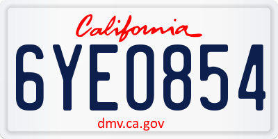 CA license plate 6YEO854