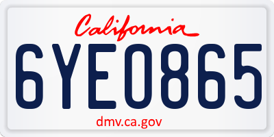 CA license plate 6YEO865