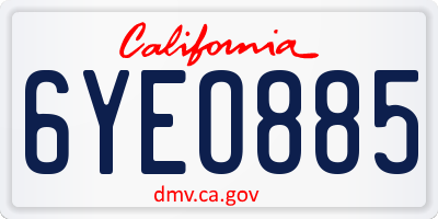 CA license plate 6YEO885