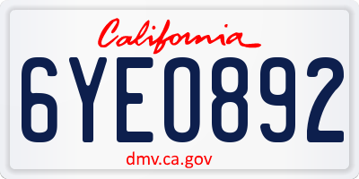 CA license plate 6YEO892