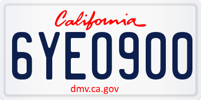 CA license plate 6YEO900