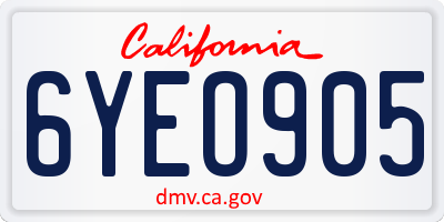 CA license plate 6YEO905