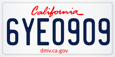 CA license plate 6YEO909
