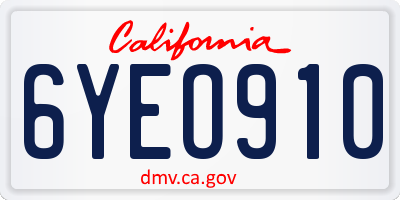 CA license plate 6YEO910