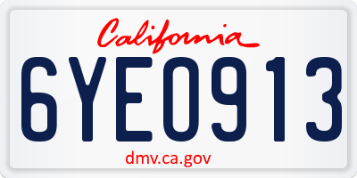 CA license plate 6YEO913