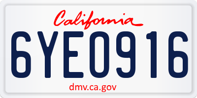 CA license plate 6YEO916