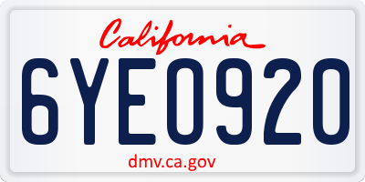 CA license plate 6YEO920