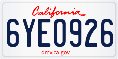 CA license plate 6YEO926