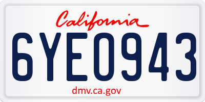 CA license plate 6YEO943
