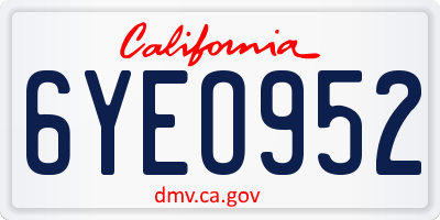 CA license plate 6YEO952