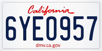 CA license plate 6YEO957