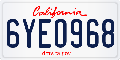 CA license plate 6YEO968