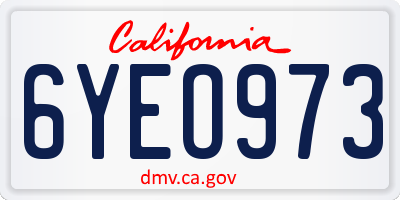 CA license plate 6YEO973