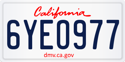 CA license plate 6YEO977