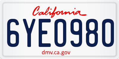 CA license plate 6YEO980