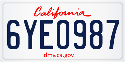 CA license plate 6YEO987