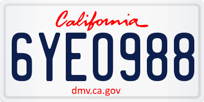 CA license plate 6YEO988
