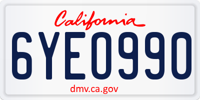 CA license plate 6YEO990