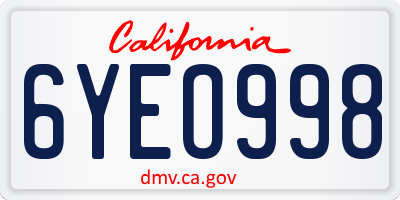 CA license plate 6YEO998