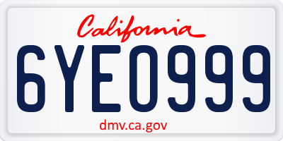 CA license plate 6YEO999