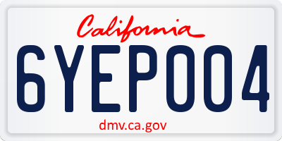 CA license plate 6YEP004