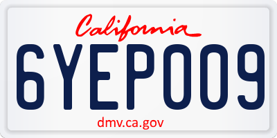 CA license plate 6YEP009