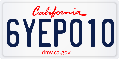 CA license plate 6YEP010