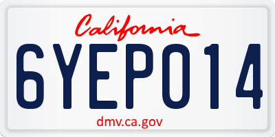 CA license plate 6YEP014