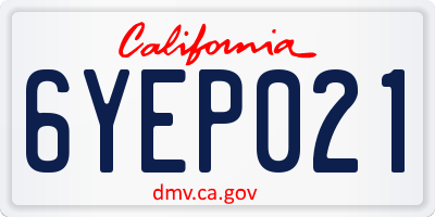 CA license plate 6YEP021