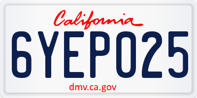 CA license plate 6YEP025