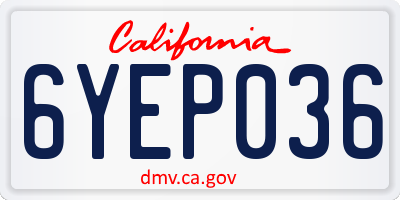 CA license plate 6YEP036
