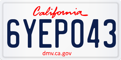 CA license plate 6YEP043