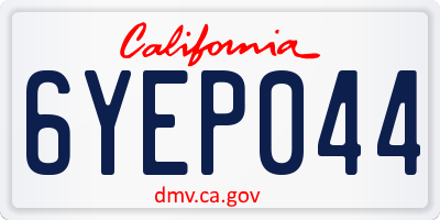 CA license plate 6YEP044