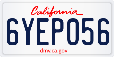 CA license plate 6YEP056