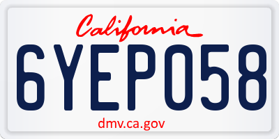 CA license plate 6YEP058