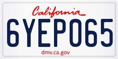 CA license plate 6YEP065