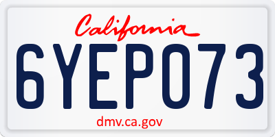 CA license plate 6YEP073