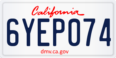 CA license plate 6YEP074