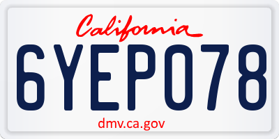 CA license plate 6YEP078