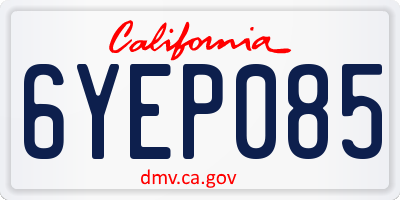 CA license plate 6YEP085