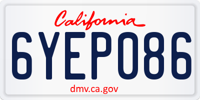 CA license plate 6YEP086