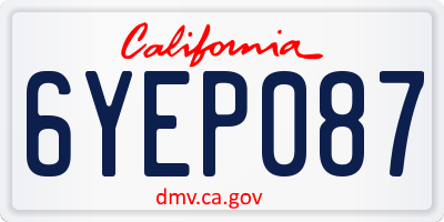 CA license plate 6YEP087