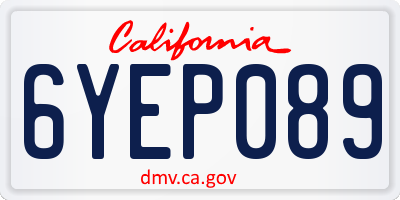 CA license plate 6YEP089